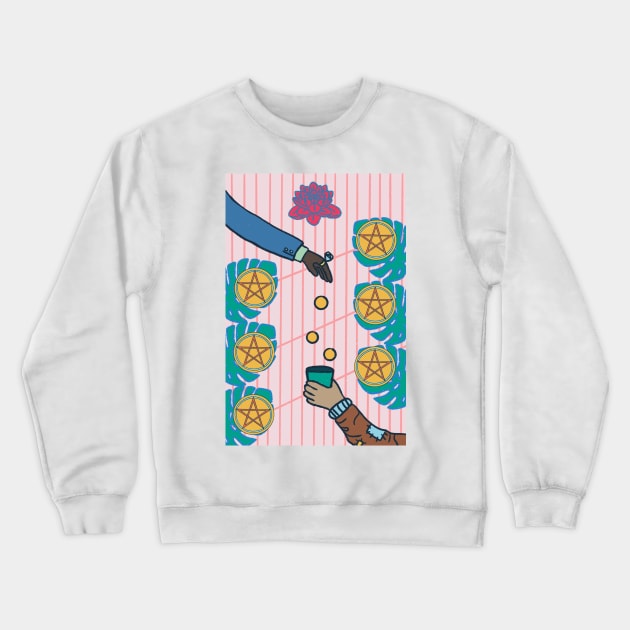 Six Of Pentacles Crewneck Sweatshirt by BeautyInDestruction